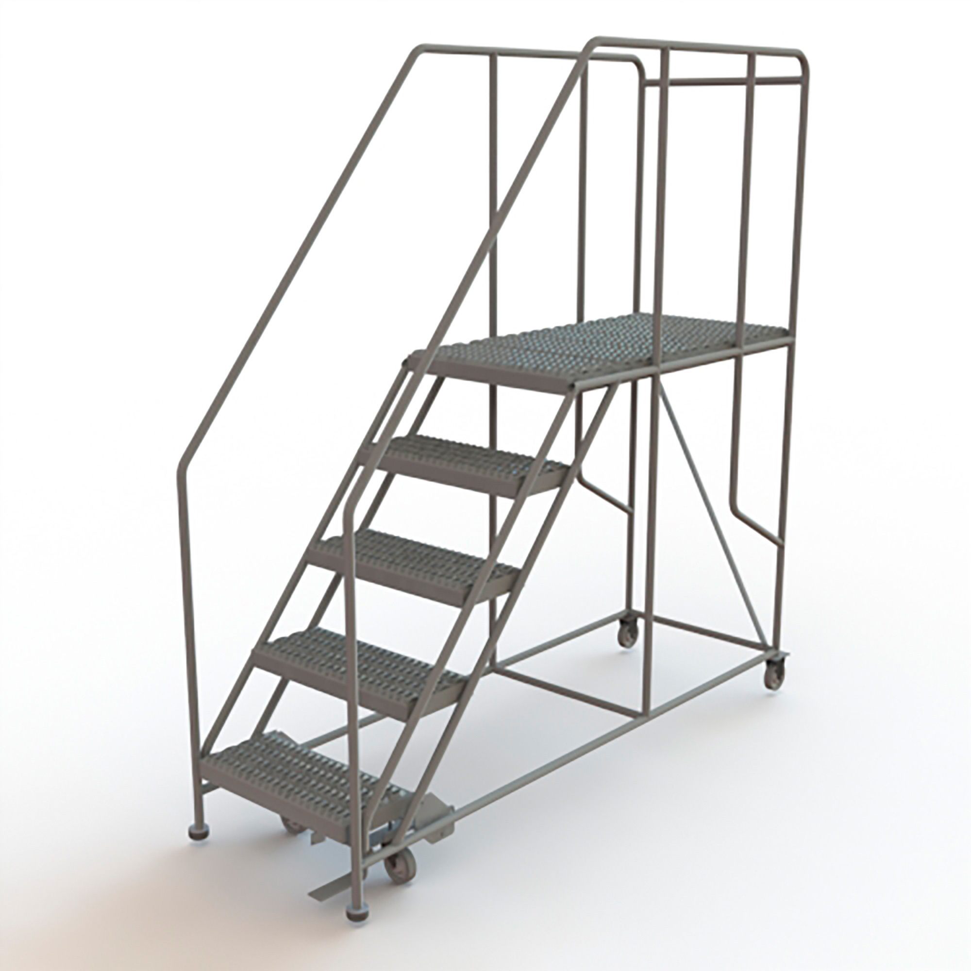 Tri-Arc 5-Step Mobile Steel Work Platform with Handrails-- Gray, 35in.W x 83in.L x 86in.H, 800-Lb. Capacity, Model# WLWP152448SL